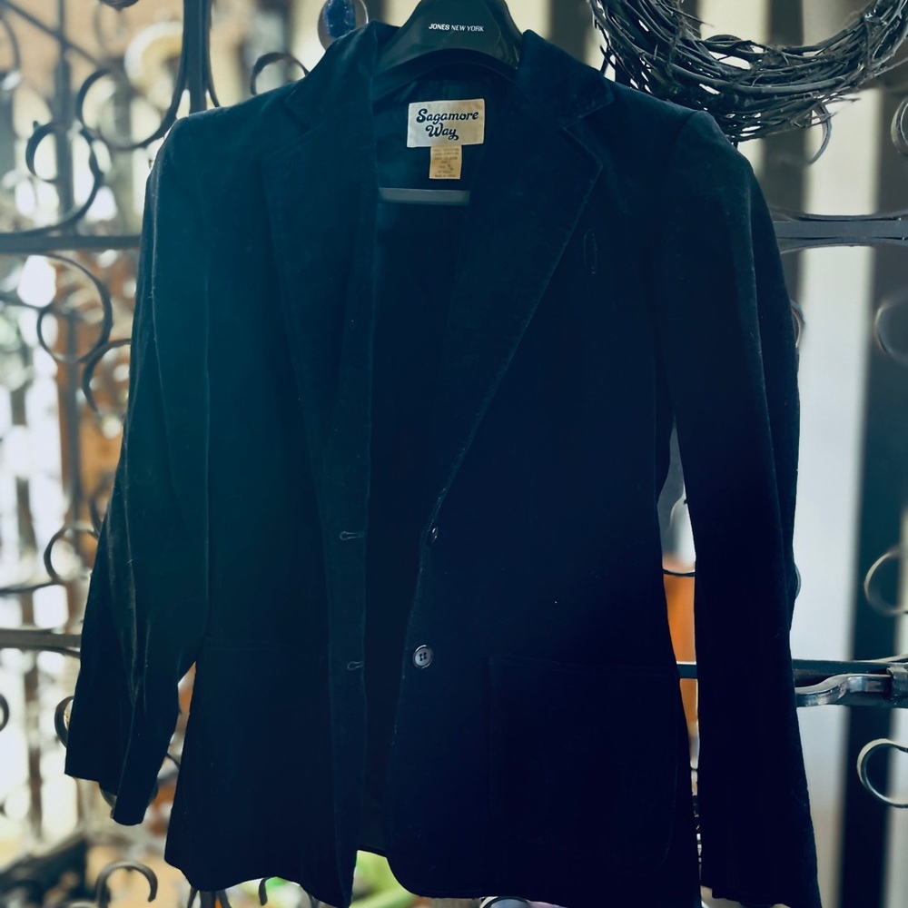 Sagmore Way Black Velvet Blazer Vintage 13/14 Edgy Romantic